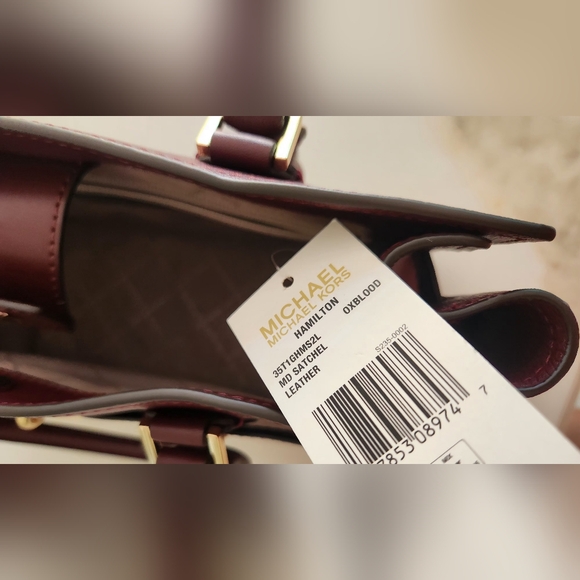 New! Michael Kors Hamilton 2 Way Satchel In Gorgeous Oxblood Color! Giftable! - Picture 6 of 8